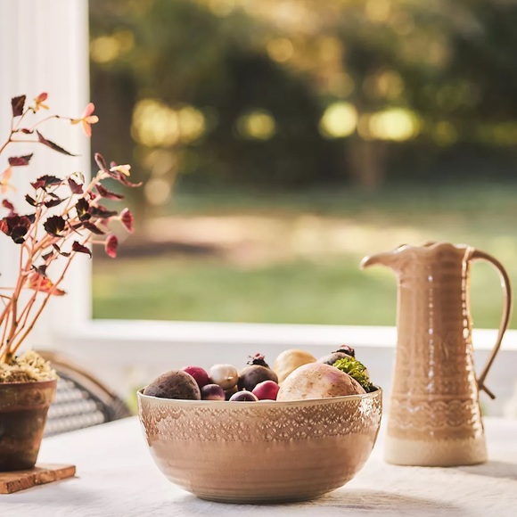 Anthropologie Old Havana Serving Bowl Taupe Large NWT - Picture 2 of 4